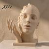 Unique Statue Gift for Art Lovers Abstract Broken Face Sculpture, Nordic Minimalist Plastic Statue, Textured Thick Figurine 3D Printed Deconstructive