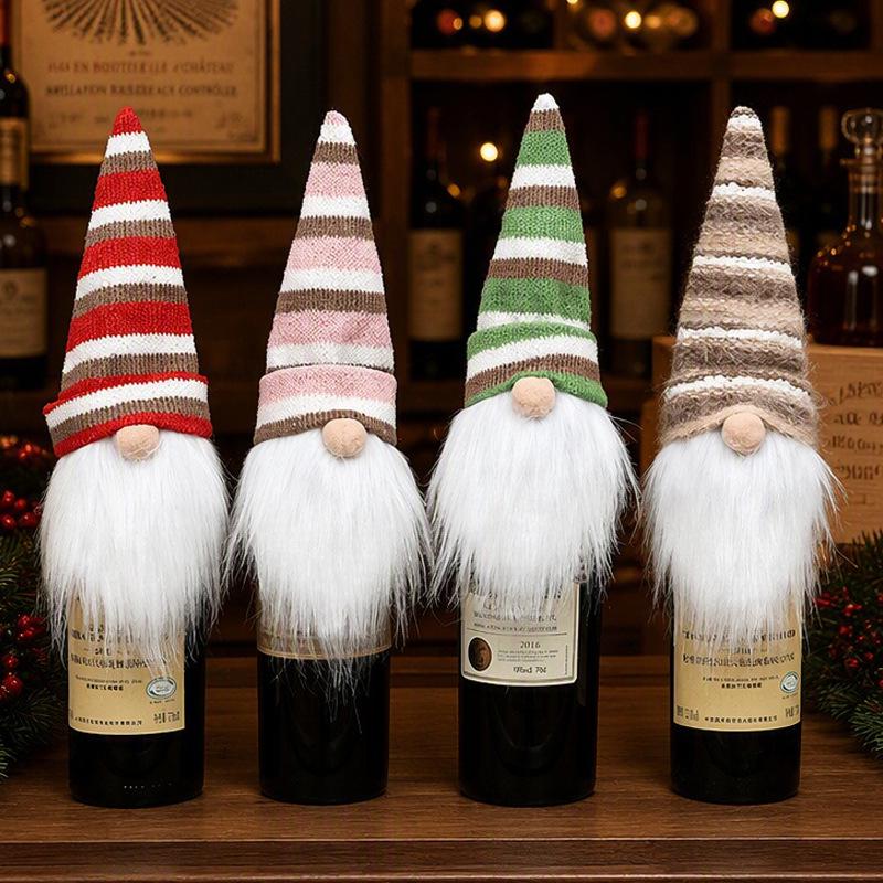 Faceless Doll Knitted Wool Wine Bottle Cover - Christmas Tree Decoration for Dining Table Atmosphere