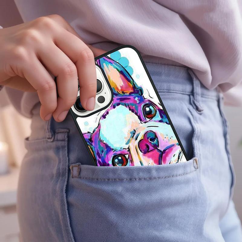 Boston Terrier Dog Faces Phone Case For iPhone 17 Air 15 16e 14 13 Pro Max Coque 12 11 Pro Max PLUS Cover