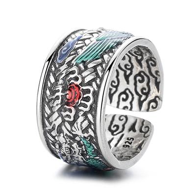 Jingtai – bague tissée céleste en émail bleu, artisanat rétro, pour hommes et femmes, même bague creuse et ouverte 