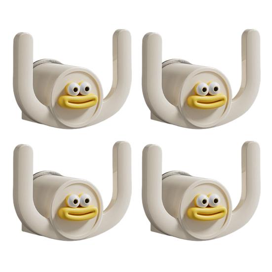 4Pcs Self-Adhesive Towel Hooks Cartoon Shape Slipper Rack Hanger Punching Free Small Item Hanging Hook