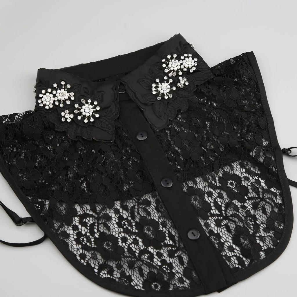 Chiffon Revers Falscher Kragen für Damen Abnehmbare Kragen Halbes Hemd Bluse Oberteile Abnehmbarer Faux Col Weiblich Nep Kragie