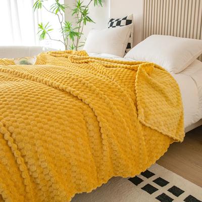 Couverture Plaid Jaune Uni Douce Chaude Moelleuse Jeté Couverture de Canapé Couvre-lit Velours Lait Lit pour Adultes Enfants Animal de Compagnie Textile Maison