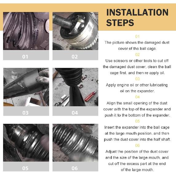 2 PCS CV Axle Boot, Cuttable Protective Cover with Clamps and Cable Ties, Portable Rubber Waterproof Seals for 19 mm-24 mm Axle Diameters, for Most