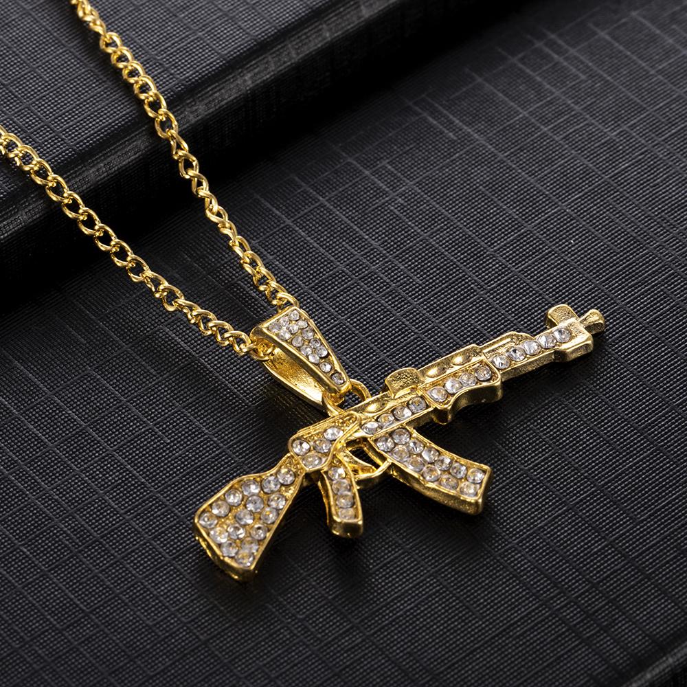 Fashion Choker Necklaces for Women 2025 Gun Cross Pendant Crystal Rhinestone Chain Necklace Women Men Punk Chains Jewelry Gift