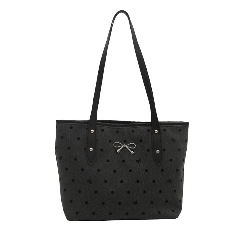 Polka dot printed bow tote bag women's new fashion trend large capacity casual shoulder oblique span bag