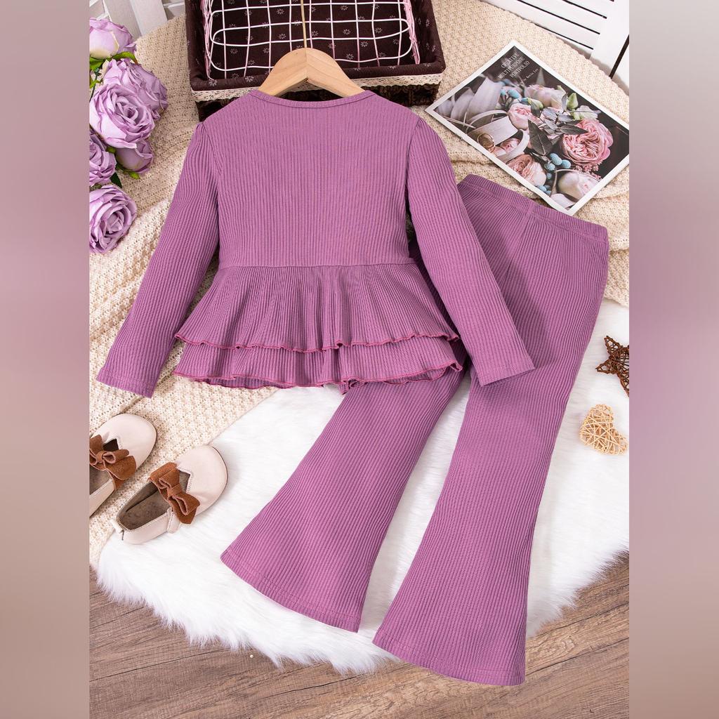 Kids Cartoon Casual Fashion Outfit Set Long Sleeve Top & Pants