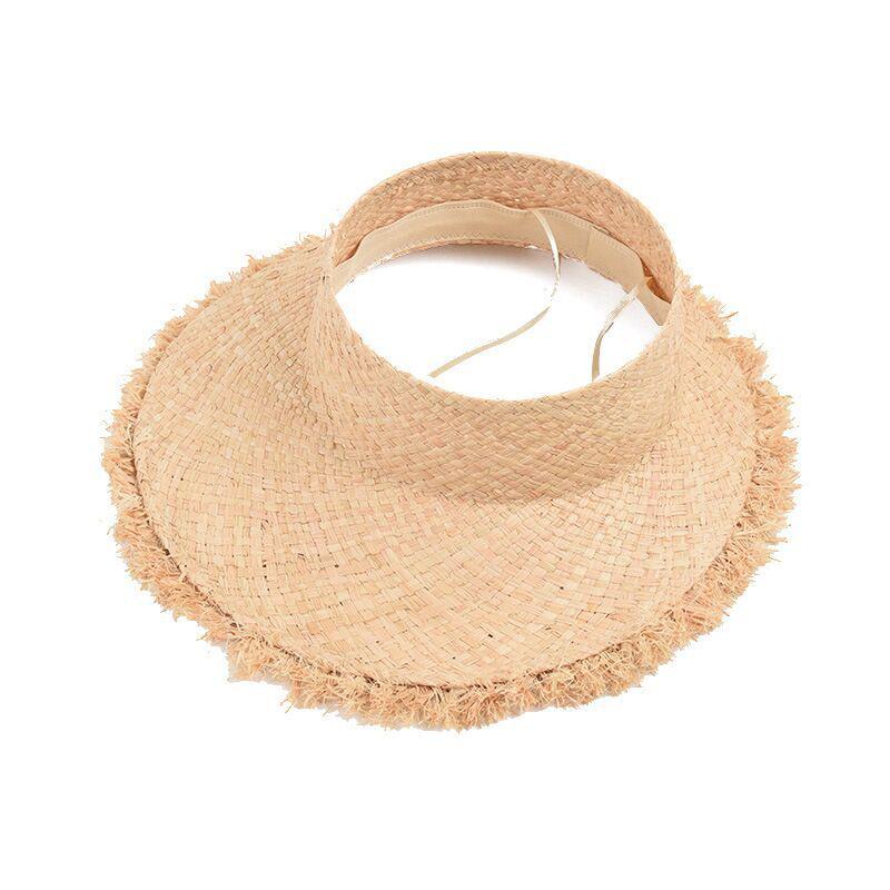 Mode Sommer Neu Raffia Leerer Oberteil Sonnenhut Damen Lässig Urlaub Strandhut Damen Meeresufer Reise Sonnenschutz Strohhut