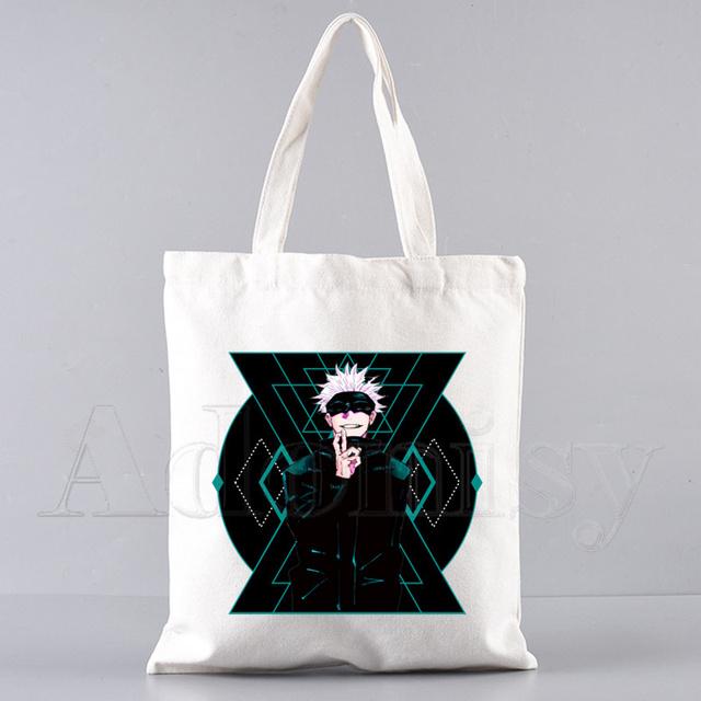 Jujutsu Kaisen женская парусиновая сумка для покупок с буквенным принтом женская тканевая сумка на плечо эко-сумка многоразовая сумка для покупок для продуктов 2932cm 1000₽