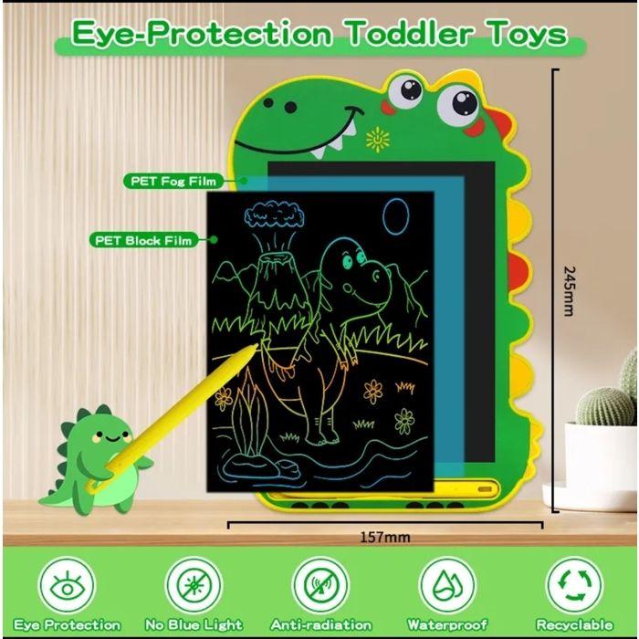 Tablette dessin LCD - LE BAZAR DE GAËLLE 34 - Dinosaure - 8,5 pouces - Lot 2 (bleue et verte) - Écran couleur sans lumière bleue