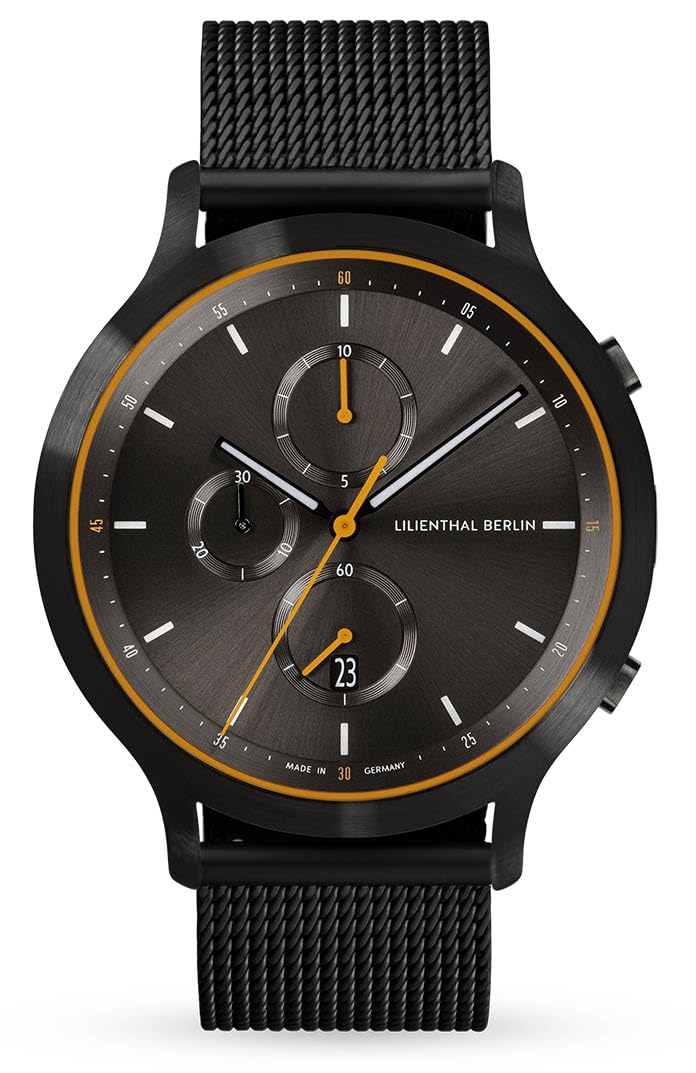 

Lilienthal Berlin Chronograph Watch with Date Made in Display, Germany, C01-104-B023CB чорний