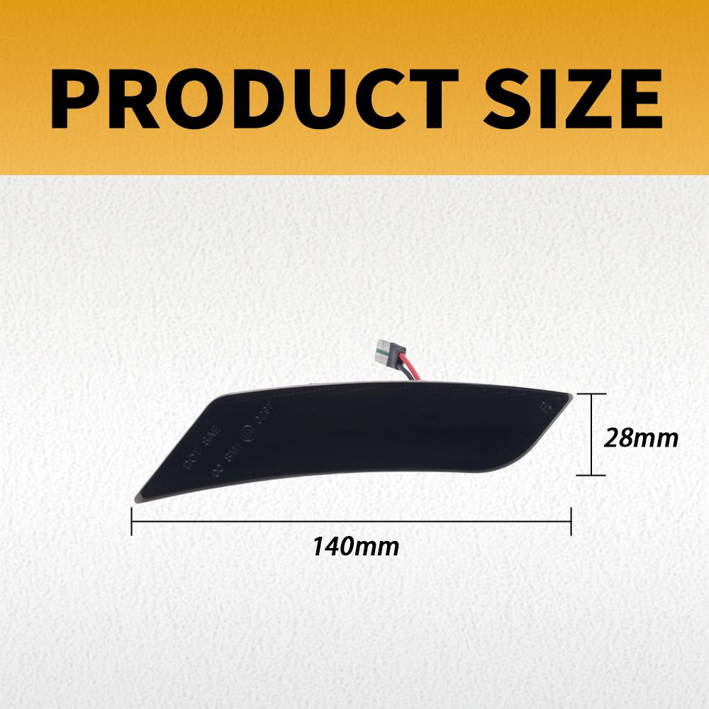 2Pcs For Cadillac ATS 2013-2014 XT5 2017-2024 Chevy Blazer 2019-2024 Smoked Lens Amber LED Front Bumper Side Marker Light