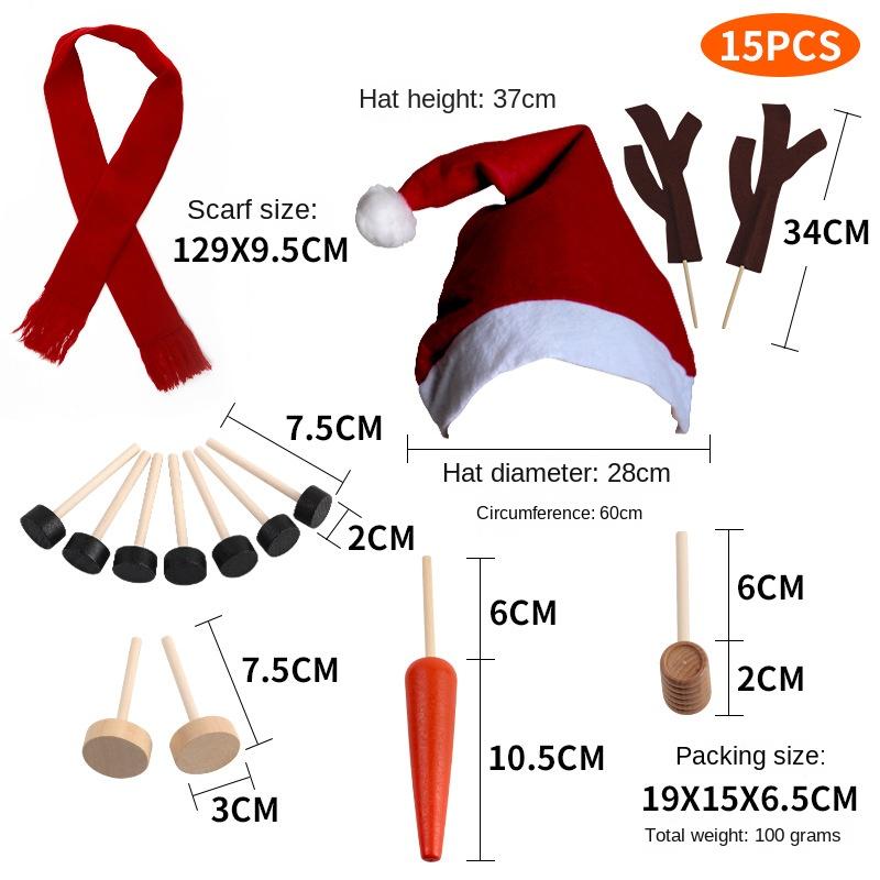 Party Upgrade Christmas Snowman Dress Up Set Combination Wooden Button Pipe Hat Scarf