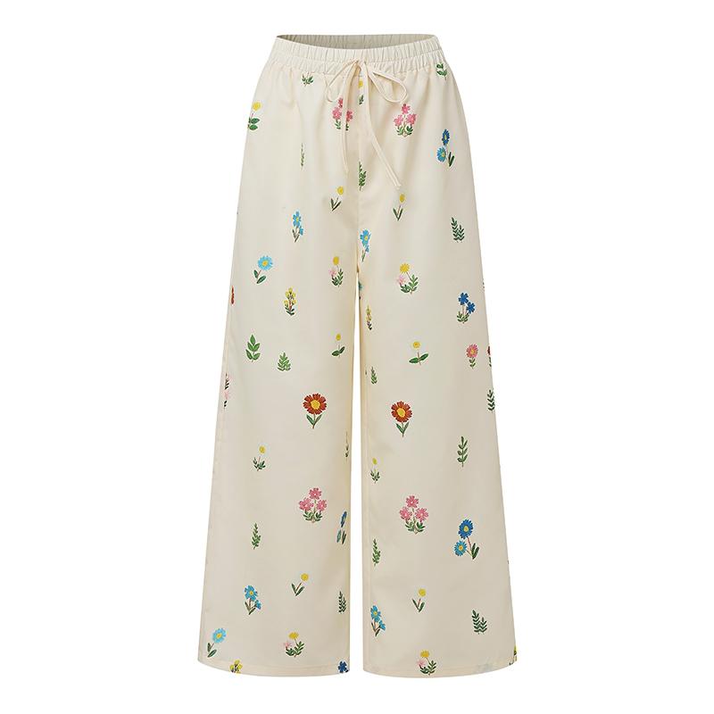 

ZANZEA Женские повседневные брюки свободного кроя с эластичной талией и цветочным принтом бежевый