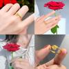 Charming Copper Plated Vietnamese Sand Gold Rose Ring For Women With Adjustable Fit