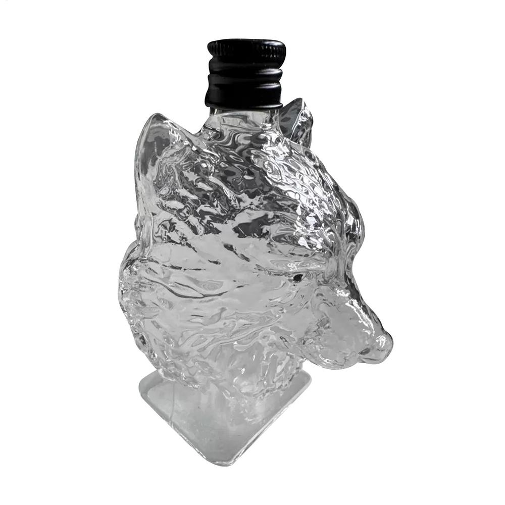 

small Whiskey Glass Bottle Wolf Head Wine Cup Engraved Vintage Wolf Themed Whiskey Glass Bottle For Bar Home Party Kitchen синій