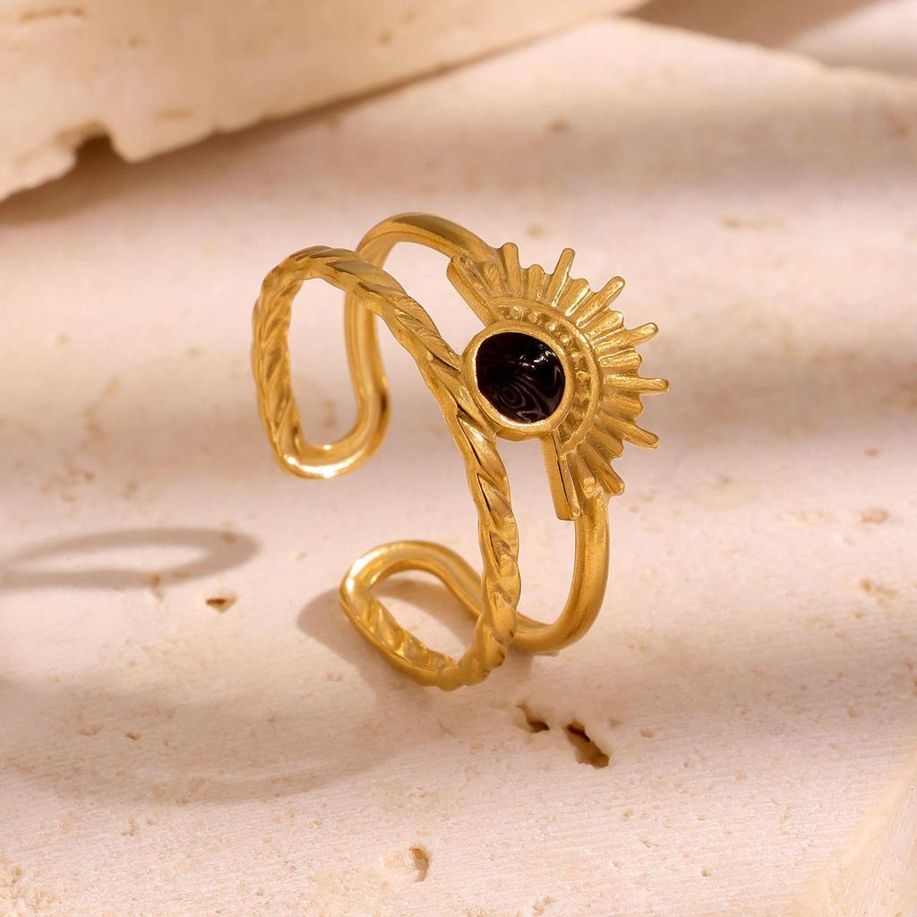 Cross Stainless Steel Court Style Luxury Drip Oil Openable Ring for Women