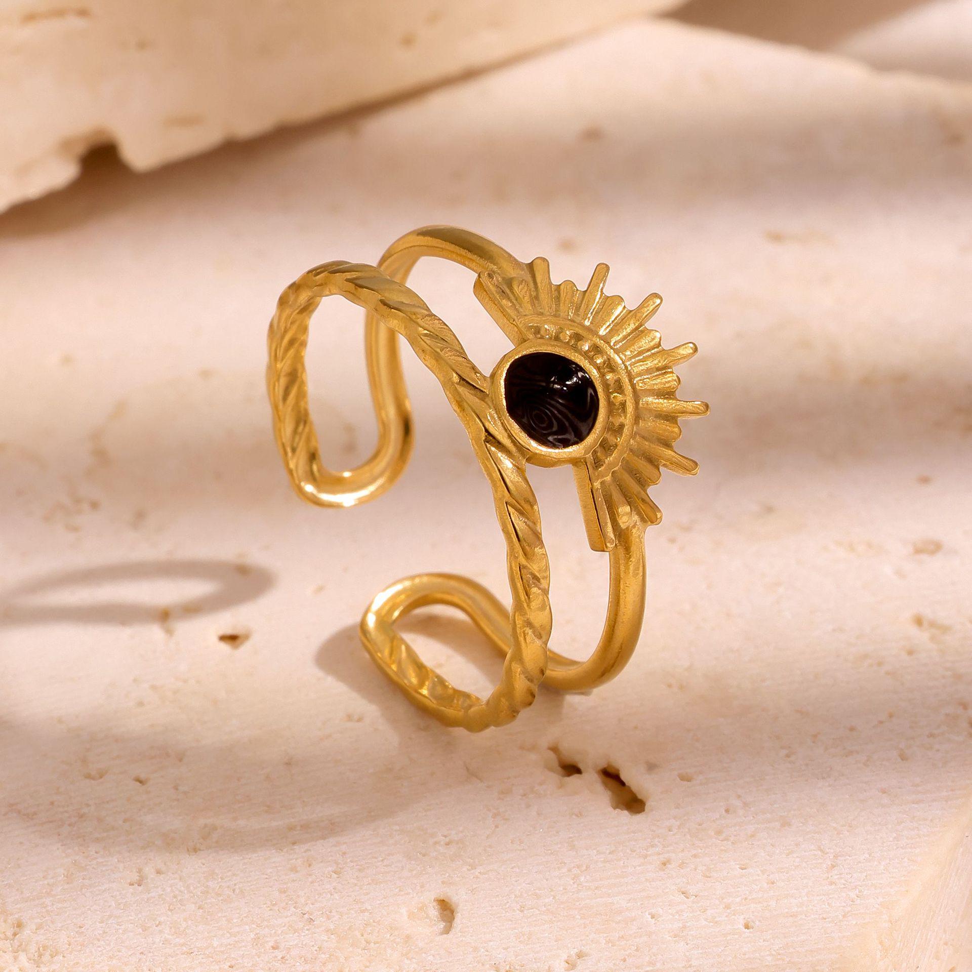 

Cross Stainless Steel Court Style Luxury Drip Oil Openable Ring for Women золотой
