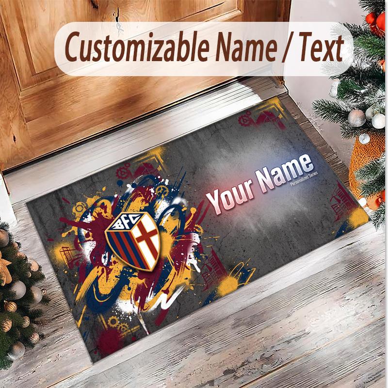 Personalized Crystal Velvet Carpet Bologna FC Pattern Non Slip Floor Rug