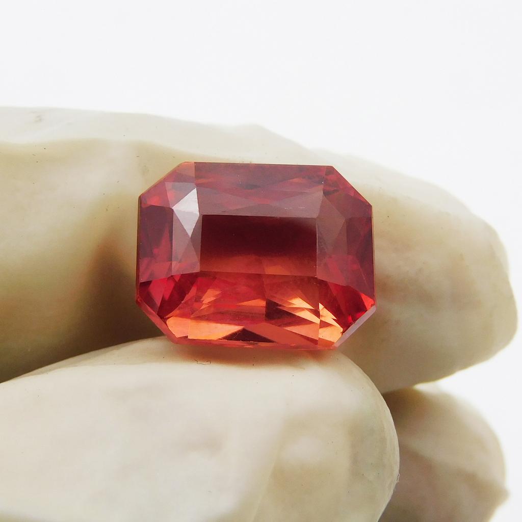 Natural Orange Sapphire Loose Gemstone Emerald Cut 15.00 ct September Birthstone for Gem Collections