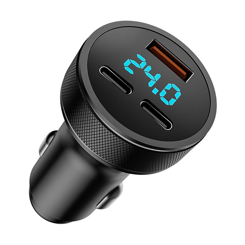 Metal Dual USB+Type-C Car Charger with Fast Charging for Huawei & Apple