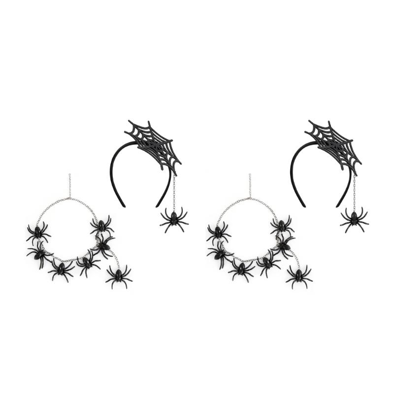 Halloween Costume Spiders Headpiece Necklace Set Portable Durable Party Accessories Nontoxic Plastic Party Decoration