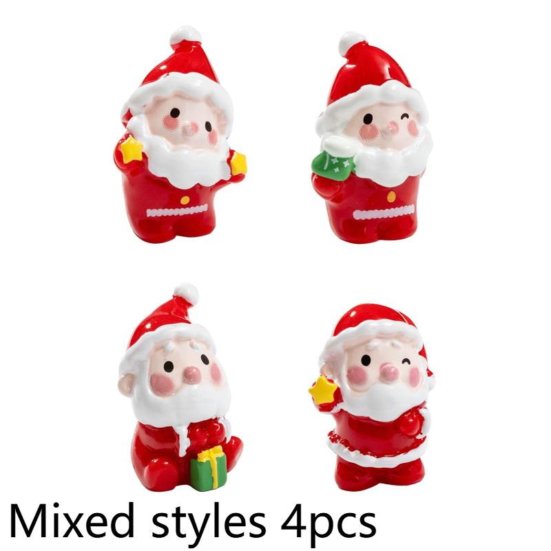 4Pcs Landscape Dollhouse Ornament Home Decor Bonsai Decorations Christmas Figurines Santa Claus Xmas Miniature