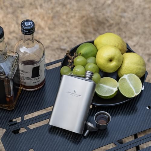 Boundless Voyage Titanium Hip Flask with Funnel, 200ml, Lightweight and Stylish, Portable Whiskey Bottle, Perfect for Alcohol, Fuel, and Water, Perfec