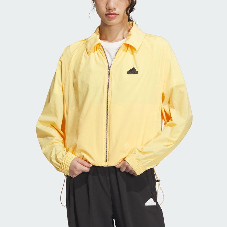 New Adidas Windbreaker Jackets Coats Women's Bright Yellow IM8818