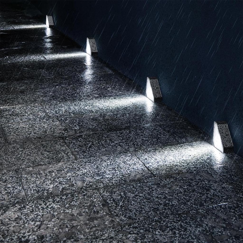 Solar Led Step Lamp Stair Lamps Lights Light Powered Outdoor Resistant Free Garden Triangle Landscape No Night Deck Tape Pathway