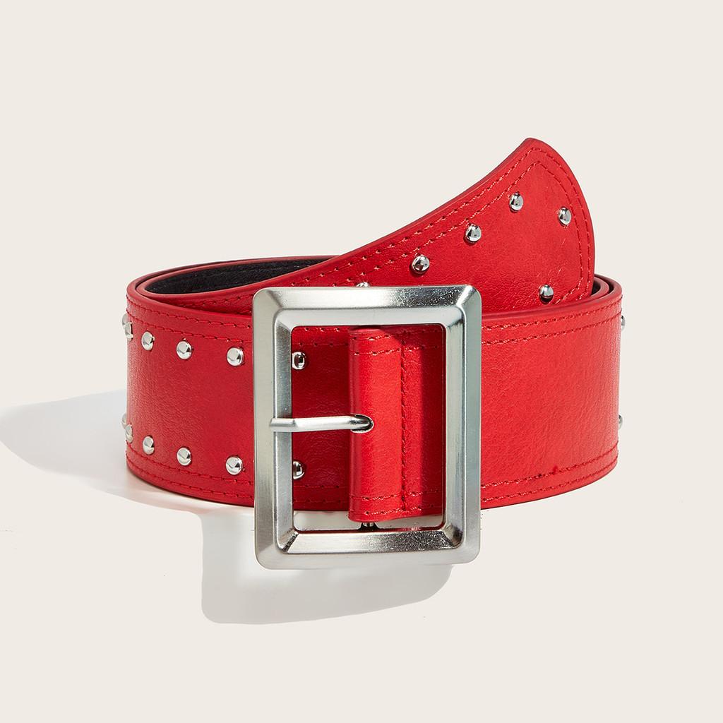 Belt Punkinspired Leather Decorative Nail Motifs Snap Closure Trendsetter Looks
