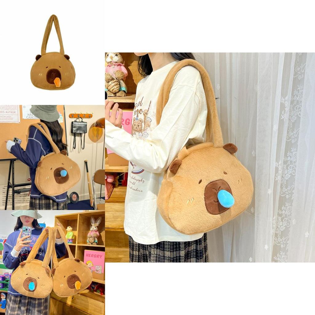 Cartoon Capybara Plush Backpack With Ample Storage For Students And Daily Use
