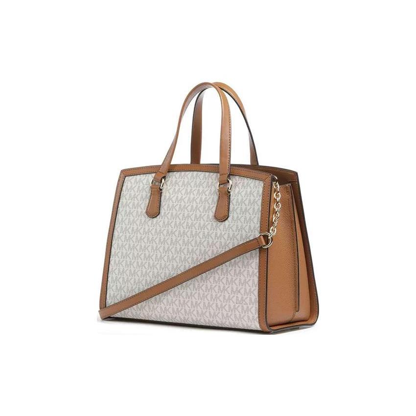 New MICHAEL KORS Cow Leather One Shoulder Handbag Medium Size Women's Vanilla White/Acorn Brown 30F2G7CS2B-149