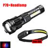 100000LM High Strong Power Led Flashlights Tactical Emergency Zoom Spotlights Built-in Battery USB Rechargeable Camping Torch