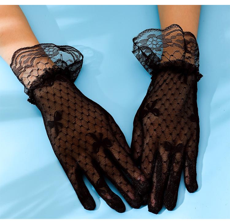 Women's Bow Lace Sun Protection Gloves, UPF 50+ UV Blocking, Breathable Sheer Gloves for Wedding, Party, Driving