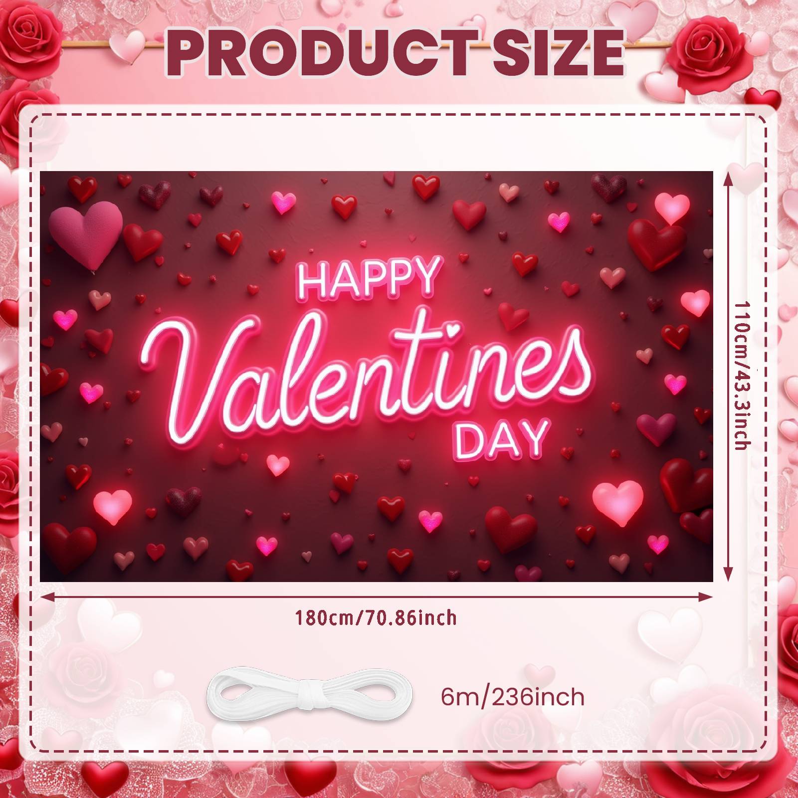 

Valentine s Backdrop Valentine s Themed Valentine s Day Banner Romantic Banner Neon Romantic Background For Bedroom Decoration