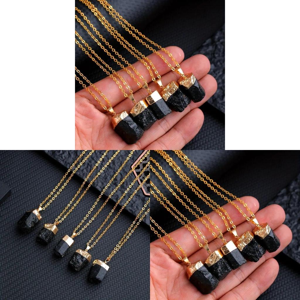 Natural Black Titan Crystal Pendant With Silver Plating For Jewelry