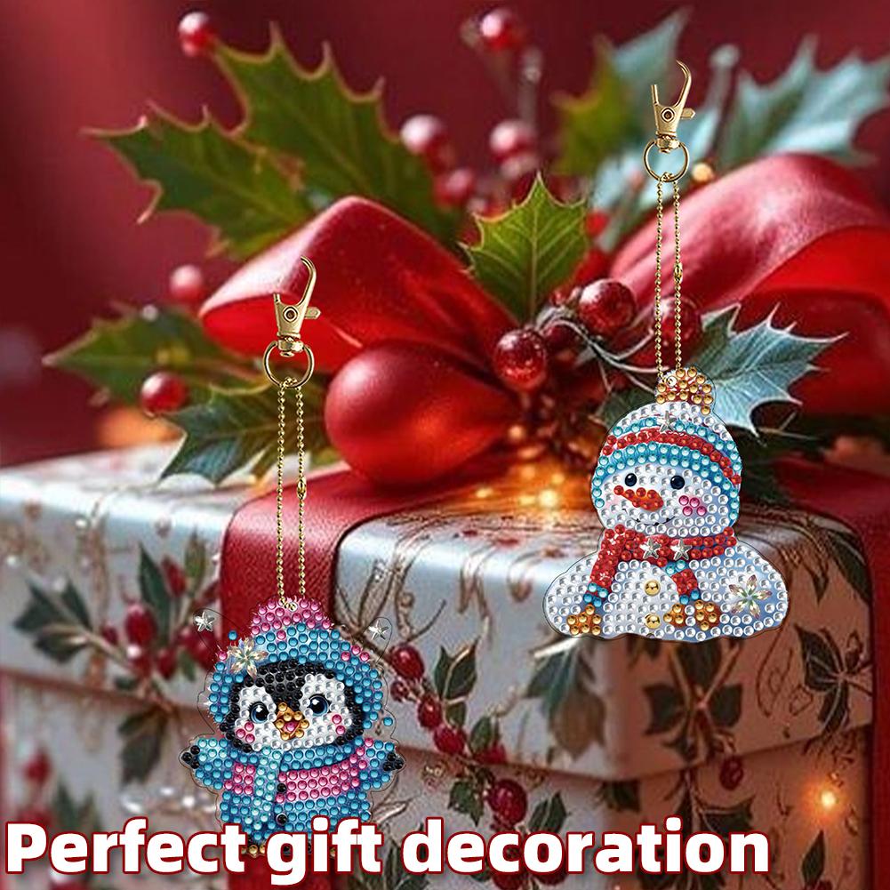 6Pcs Diamond Art Set Irregular Diamond Art Key Rings Double Sided Diamond Key Rings Hanging Ornaments Home Party Decorations