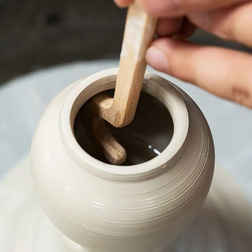 Rapid Forming Pottery Rim Shaping Tools Long Handle Wood Clay Trimming Tool For Potters