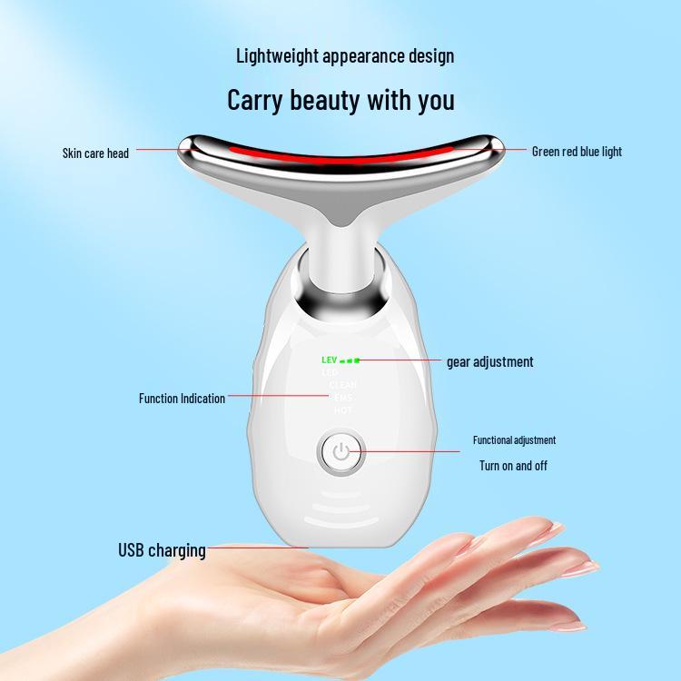 Tricolor Beauty Neck Device: Firms, Lifts, and Reduces Neck Lines and Nasolabial Folds with Care Massage and Protection