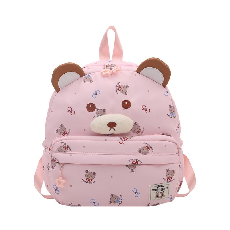 Schoolbag cartoon three-dimensional bear children's backpack printed kindergarten baby school bag boys and girls outdoor leisure backpack bag