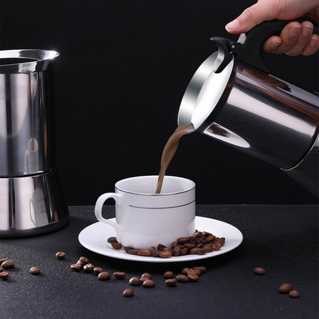 Moka Pot with Coffee Percolator Design Stainless Steel Stove Top Coffee Maker for Camping Home Use