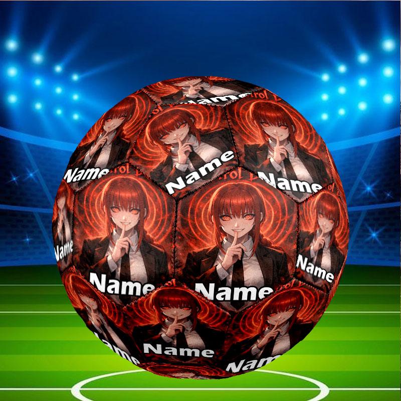 Custom Name Personalized Makima Chainsaw Man Print Size 5 Soccer Ball Training & Match Football, for Team, Kicking, Gift for Football Enthusiasts