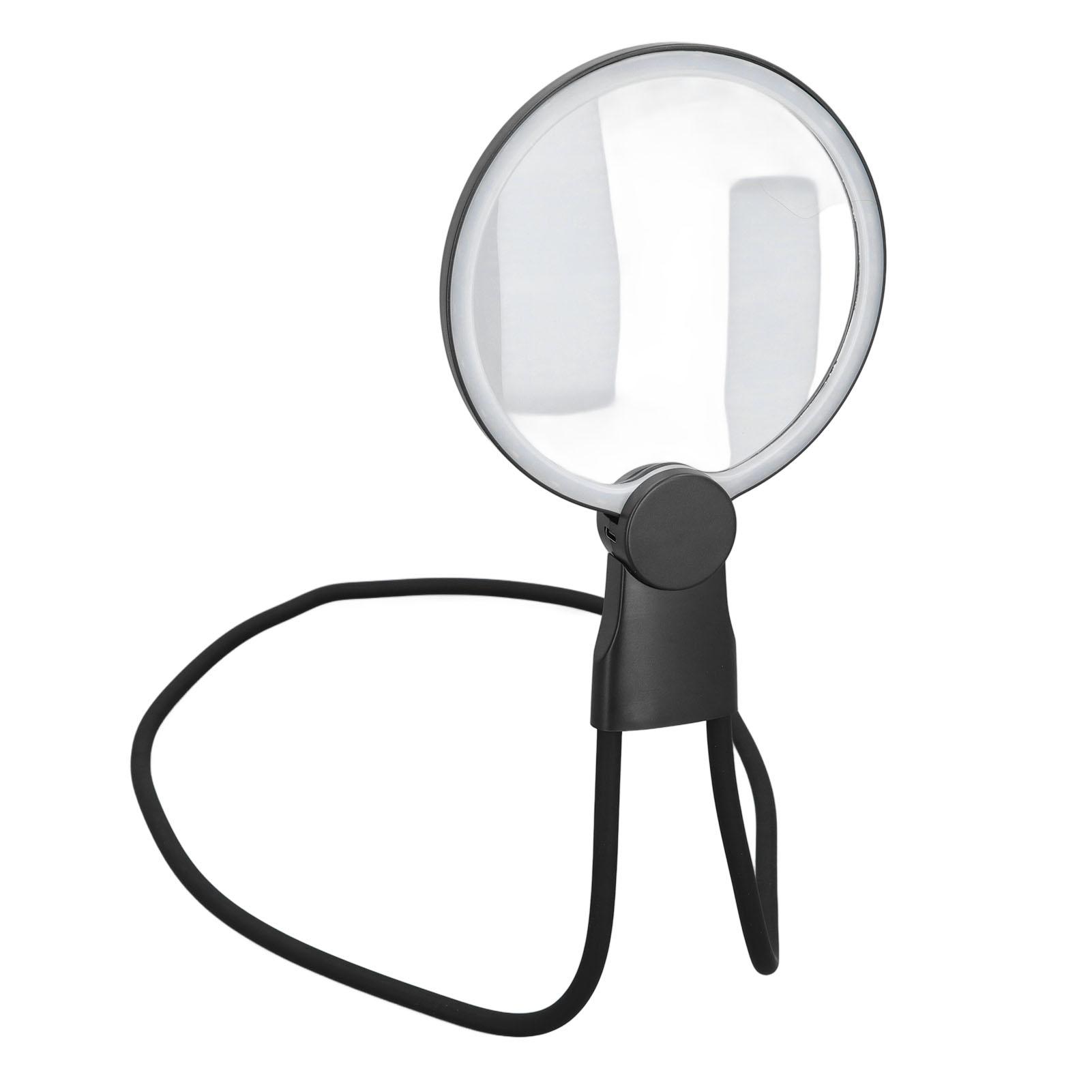 

3X Neck Wear Magnifying Glass with Light Flexible Gooseneck Magnetic Suction Adjustable Brightness Round Shaped Neck Magnifier for Reading
