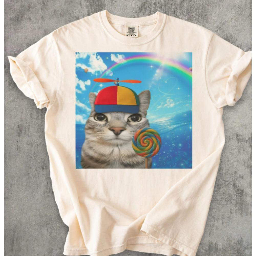 Lustiges Katzen T-Shirt Brainstorming T-Shirt Sommer Neu Unisex Lässiges Mode T-Shirt