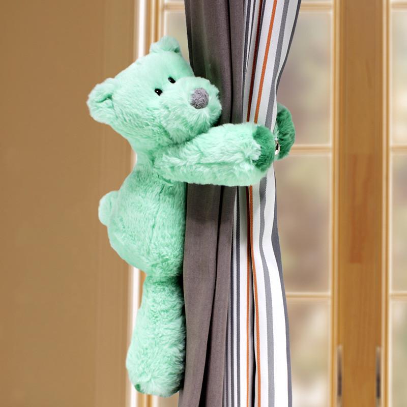 Dopamine Curtain Bear Tiebacks With Plush Fabric For Kids Room Window Decoration