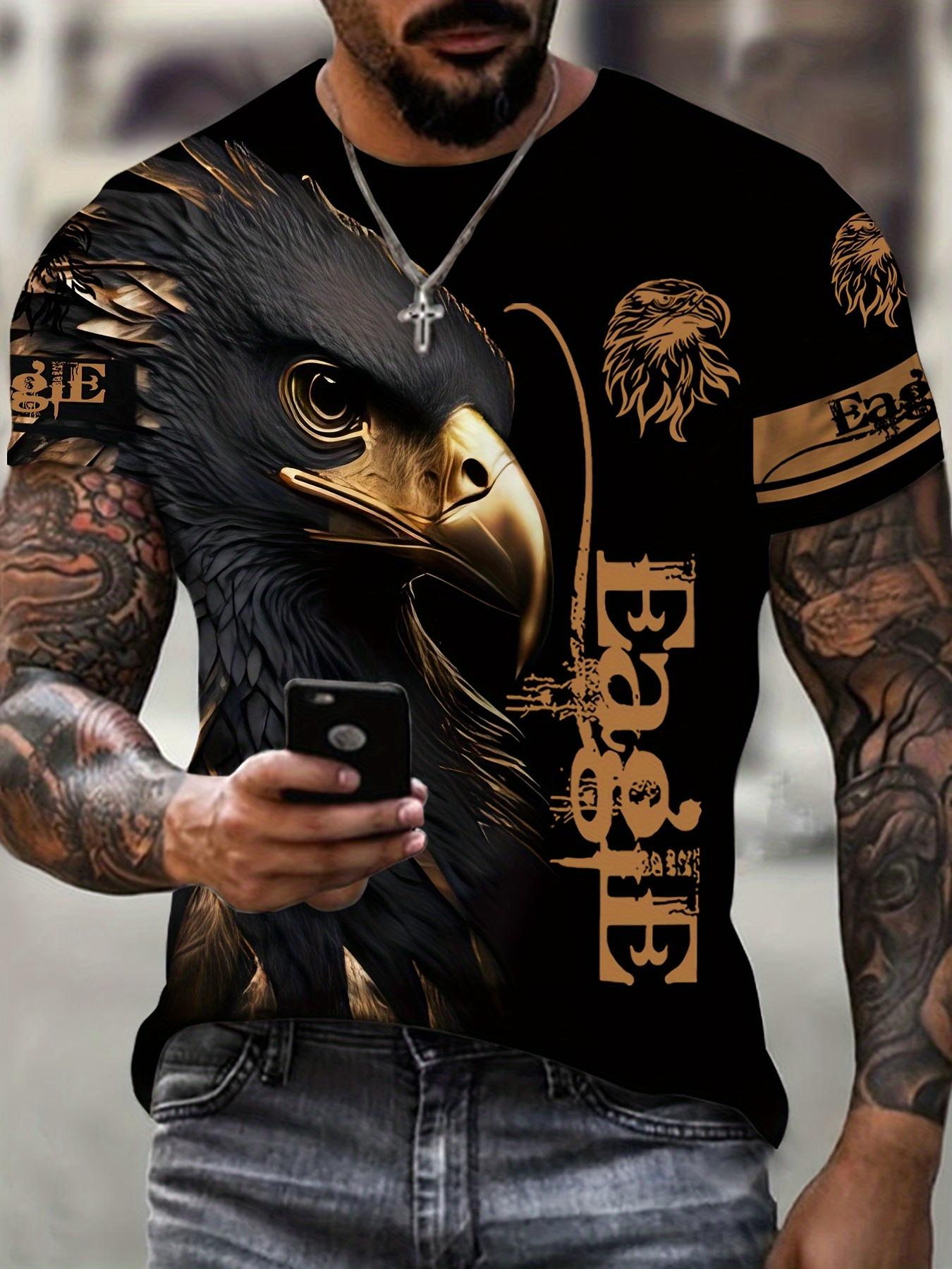 

Fashionable Summer Eagle And Flame Phoenix Animal 3d Print Men s T-Shirt Round Neck Short Sleeve Oversized T-Shirt Top Popular XL