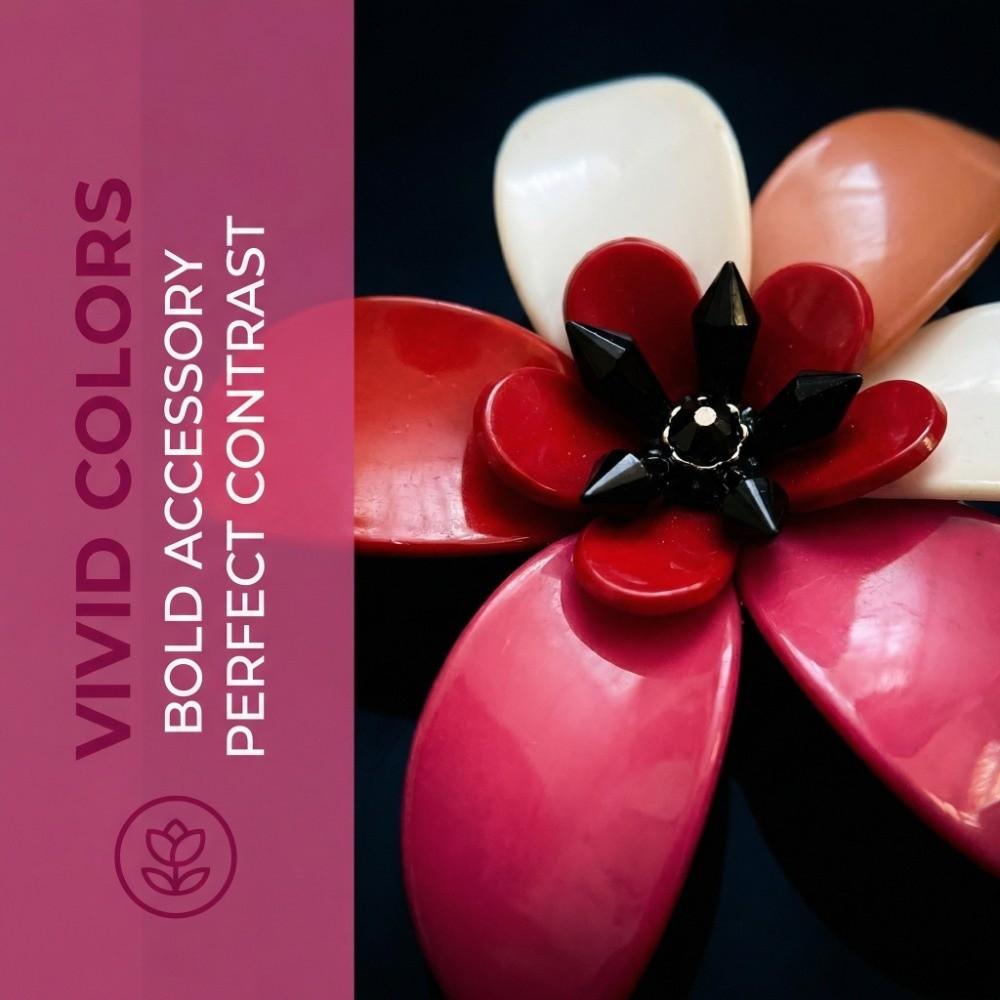 Exaggerated Acrylic Flower Brooch Vintage Colors Clothes Pin  Clothes Accessories