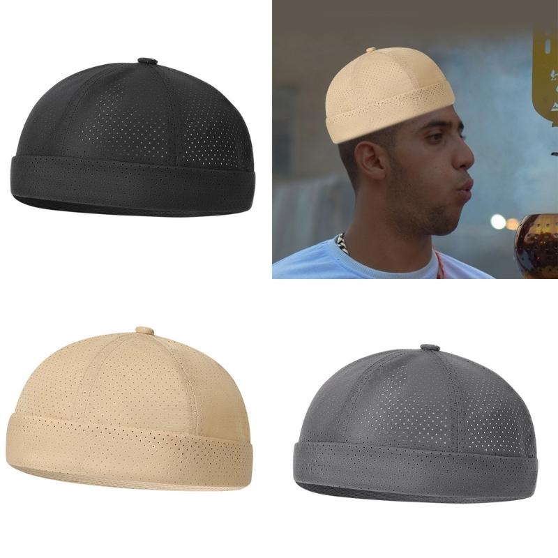 Lightweight Quick Dry Polyester Beanies With Adjustable Strap Casual Brimless Hat For Running Gym Daily Use