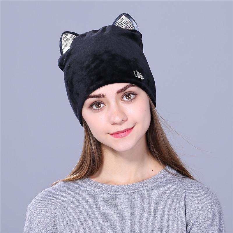 European American Trade French Velvet Cute Cat Ear Pullover Hat - Cross-border Spring Fashion